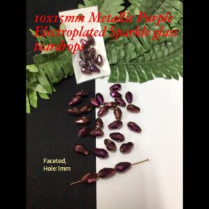 10x15mm Metallic Purple Electroplated Sparkle glass teardrops (10pcs)