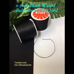0.5mm Black light Waxed Polyester beading cord (est 105metres)