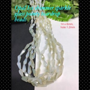 14x6mm Opal Ice Shimmer Faceted Glass Teardrop beads (10pcs)