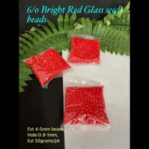 6/0 Opaque Bright Red Glass seed beads (est 50g) 20% off!