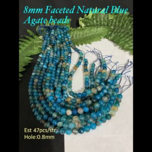 8mm Faceted Natural Blue Agate beads (est 47pcs) 10% off!