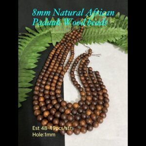 8mm Natural African Padauk Wood beads (est 48-49pcs)