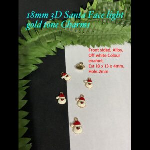 18mm 3D Santa face Light Gold tone Charms (3pcs) 20% off!
