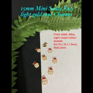 15mm Mini Santa face Light Gold tone Charms (7pcs) 20% off!