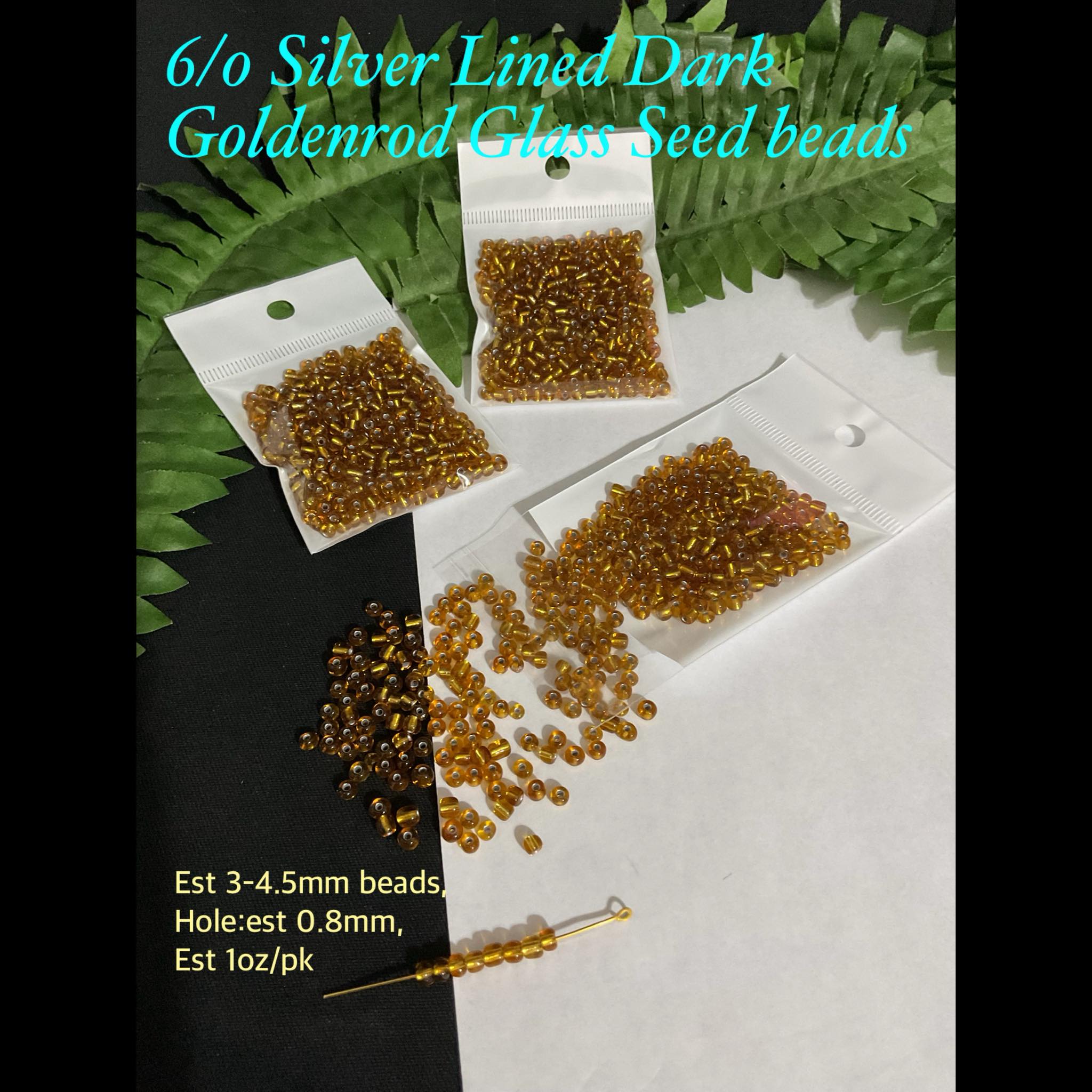 6/0 Silver Lined Dark Golden rod glass seed beads (est 1oz) 20% off!