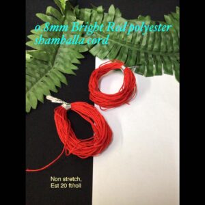 0.8mm Bright Red Polyester Shamballa beading cord (est 20ft)