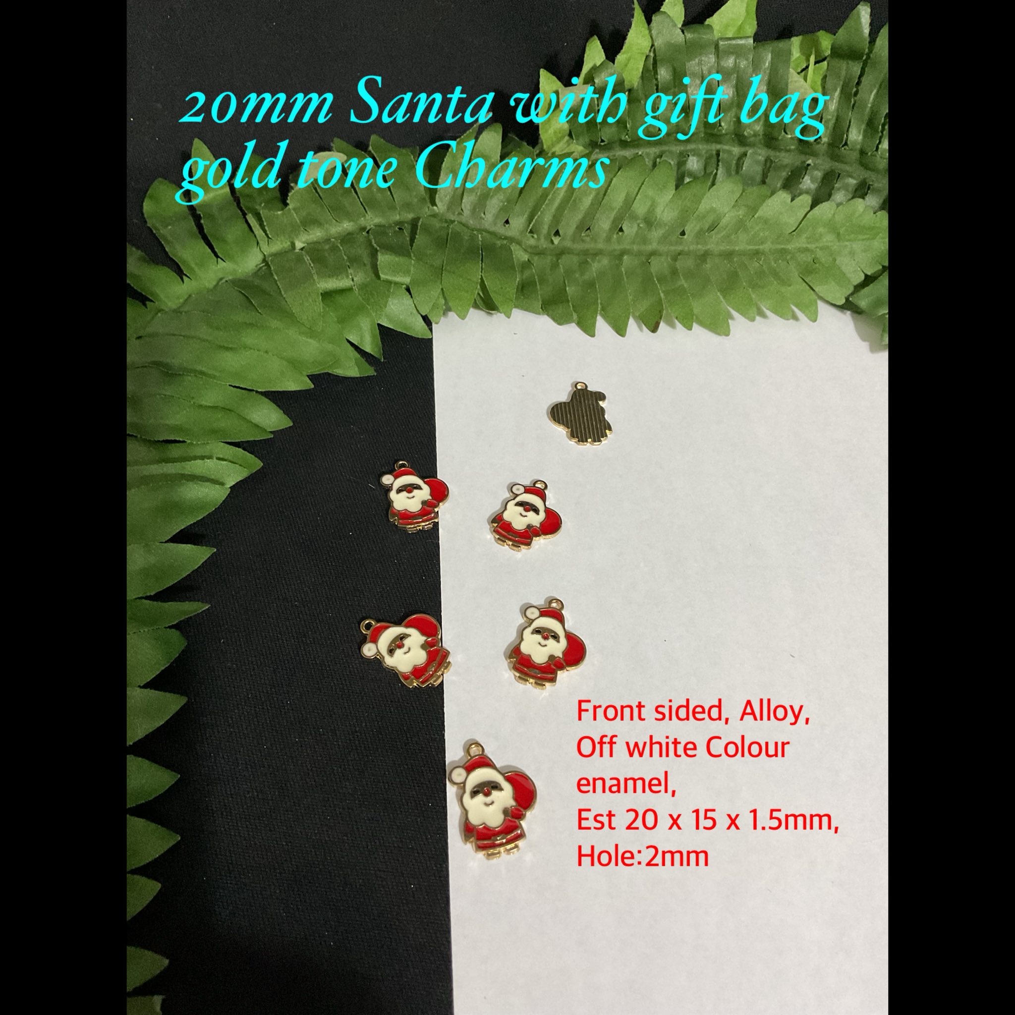 20mm Santa with Gift Bag Light Gold tone Charms (3pcs) 20% off!