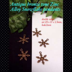 23mm Antique Bronze Snowflake charms (6pcs) 20% off!