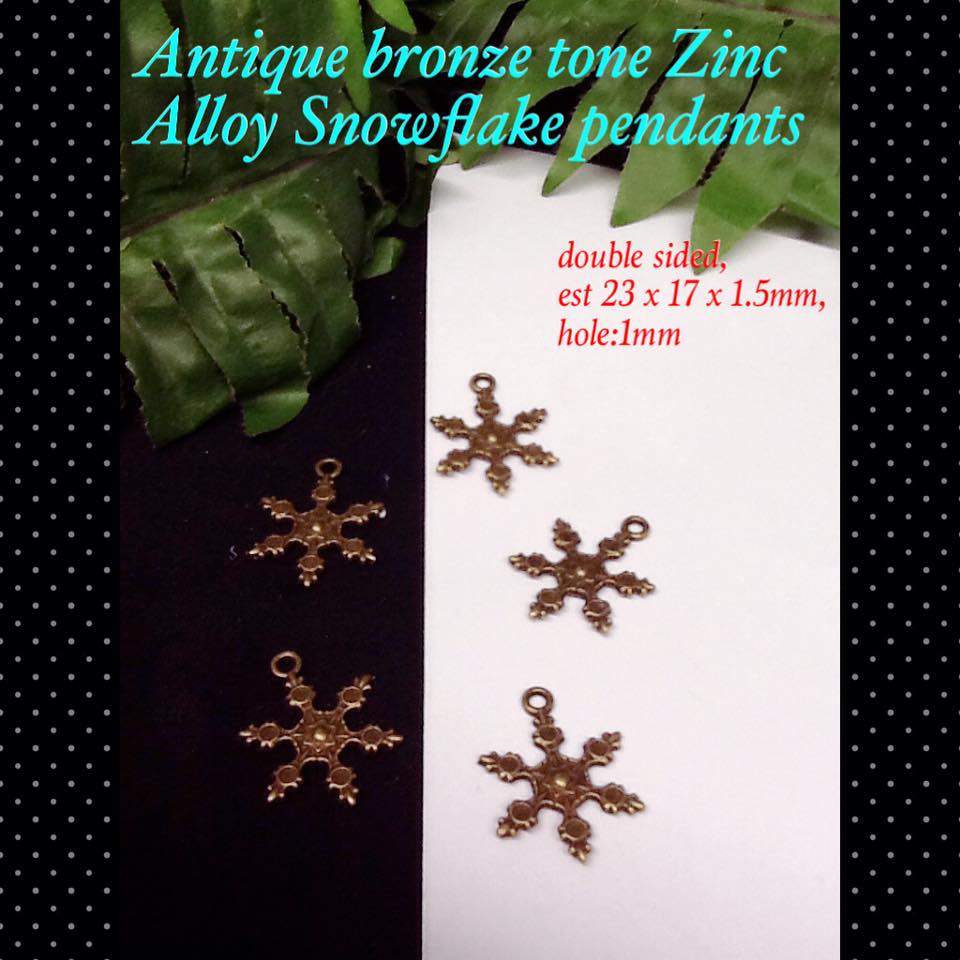 23mm Antique Bronze Snowflake charms (6pcs) 20% off!