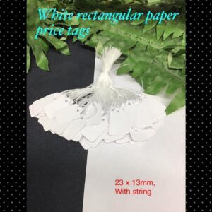 23mm White rectangular paper price tags (est 100pcs)