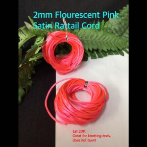 2mm Fluorescent Pink Satin Rattail cord (est 20ft)