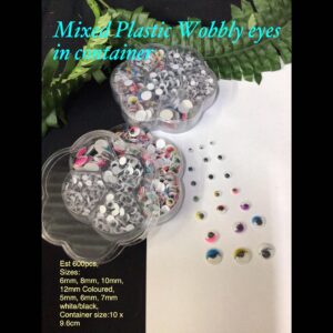 Mixed Plastic Wobbly eyes in container 30% off!
