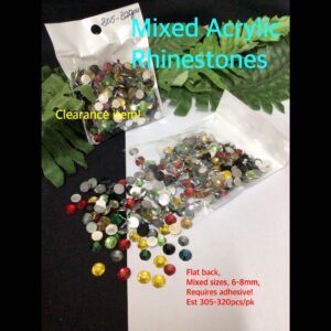 6-8mm Mixed Acrylic Rhinestones (est 305-320pcs)