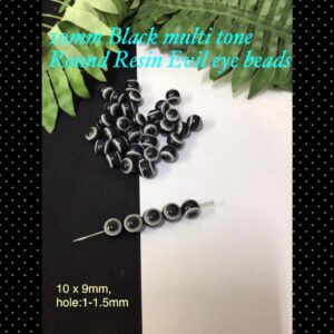 10mm Black Multi Tone Round Resin evil eye beads (est 20pcs) 30% off!
