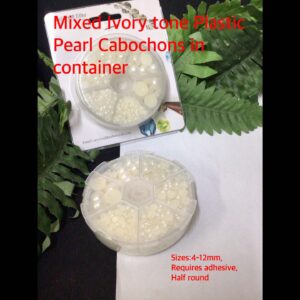 Mixed Ivory tone Plastic pearl Cabochons in container 30% off!