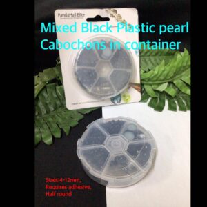 Mixed Black Plastic Pearl Cabochons in container 30% off!