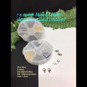 7x12mm Mixed Alloy Lobster clasps in sectional container (est 120pcs) 20% off!