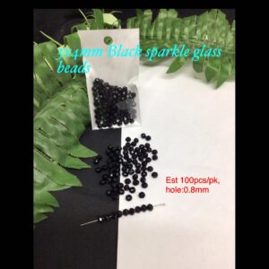 3x4mm Black sparkle glass beads (est 100pcs) 20% off!
