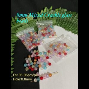8mm Mixed Crackle Glass beads (est 95-96pcs)