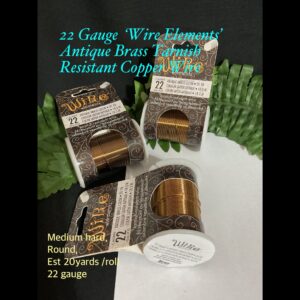 22gauge ‘Wire Elements’ Antique Brass tone Tarnish Resistant Copper wire (est 20yards)