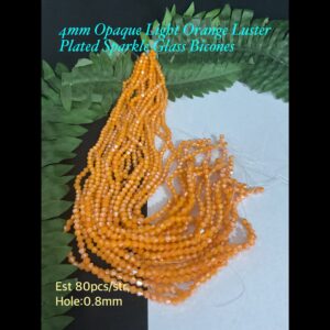 4mm Opaque Light Orange Luster Plated Sparkle Glass bicones (est 80pcs)