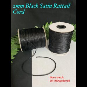 2mm Black Satin Rattail Cord (est 100yards)