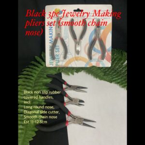Black 3pc Jewelry making pliers set (smooth chain nose)