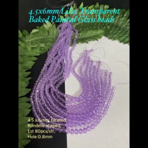 4x6mm Lilac Transparent Baked Painted glass beads (est 80pcs)