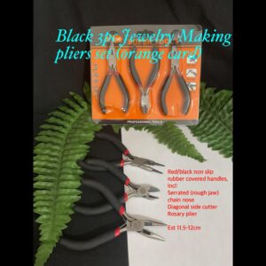 Black 3pc Jewelry making pliers set (orange card)