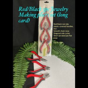 Red/Black 3pc Jewelry making pliers set (long card)
