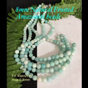 8mm Natural Frosted Amazonite beads (est 45pcs) 10% off!