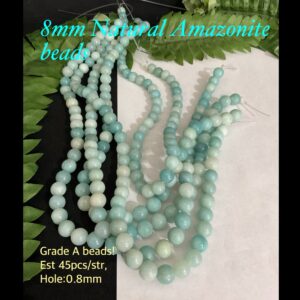 8mm Natural Amazonite beads (est 45pcs)