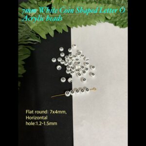 7mm White coin shaped Letter 0 Acrylic alphabet beads (est 25pcs)