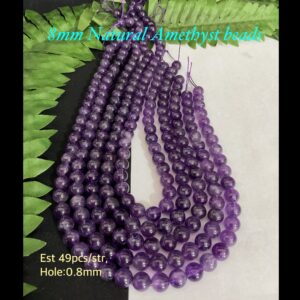 8mm Natural Amethyst beads (est 49pcs)