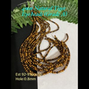 4mm Natural Tiger Eye beads (Grade A, est 92-93pcs)