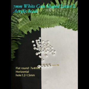 7mm White coin shaped Letter L Acrylic alphabet beads (est 100pcs)