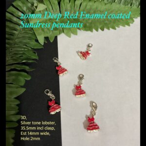 20mm Deep Red Enamel Sundress Pendants