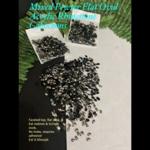 Mixed Pewter Flat Oval Acrylic Rhinestone Cabochons (est 0.50z) 30% off!