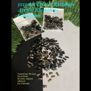 5x10mm Pewter Rectangle Acrylic Rhinestone Cabochons (est 0.50z) 30% off!