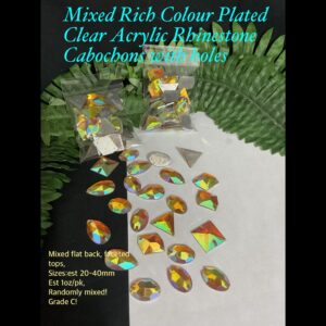 Mixed Flat Teardrop Acrylic Rhinestone Cabochons with 2 holes (est 1oz) 30% off!