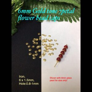 6mm Gold tone 7 petal flower bead caps (est 100pcs)