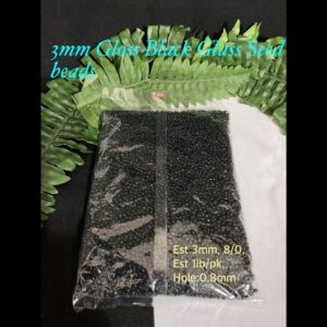 3mm Gloss Black Glass seed beads (est 1lb)