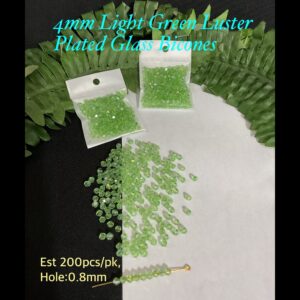 4mm Light Green Luster Plated Sparkle Glass bicones (est 200pcs) 10% off! Limited time!