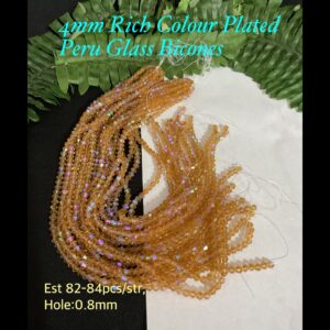 4mm Rich Colour Plated Peru Sparkle Glass bicones (est 82-84pcs)