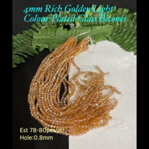 4mm Rich Golden Light Colour Plated Sparkle Glass bicones (est 78-80pcs)