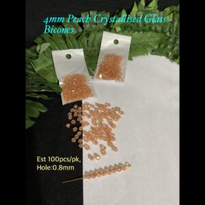4mm Peach Crystallised Sparkle Glass bicones (est 100pcs)