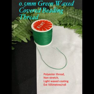 0.5mm Green Waxed Covered Beading Thread (est 105metres)