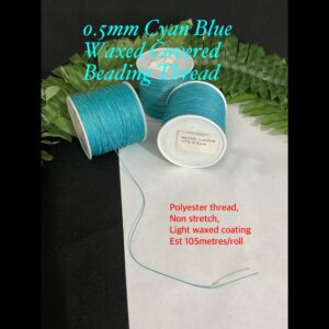 0.5mm Cyan Blue Waxed Covered Beading Thread (est 105metres)