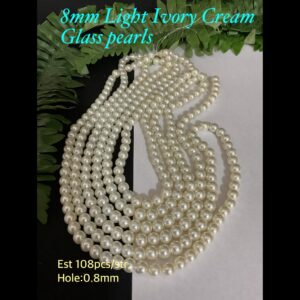 8mm Light Ivory Cream glass pearls (est 108pcs)