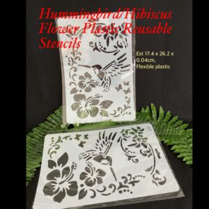Hummingbird/Hibiscus Flower Plastic Reusable Stencils